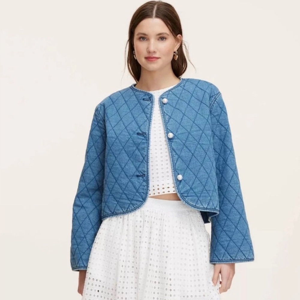 NWT Kate Spade New York x Target Chambray Denim Jacket Small S Pearl Button NEW